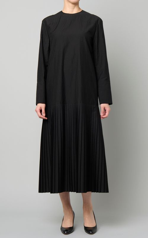 コットンナイロンヘムプリーツドレス