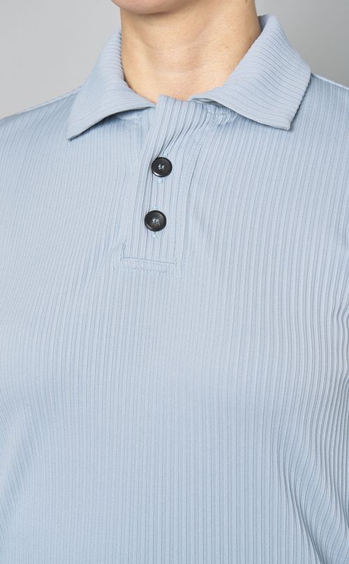 プリーツニットポロワンピース