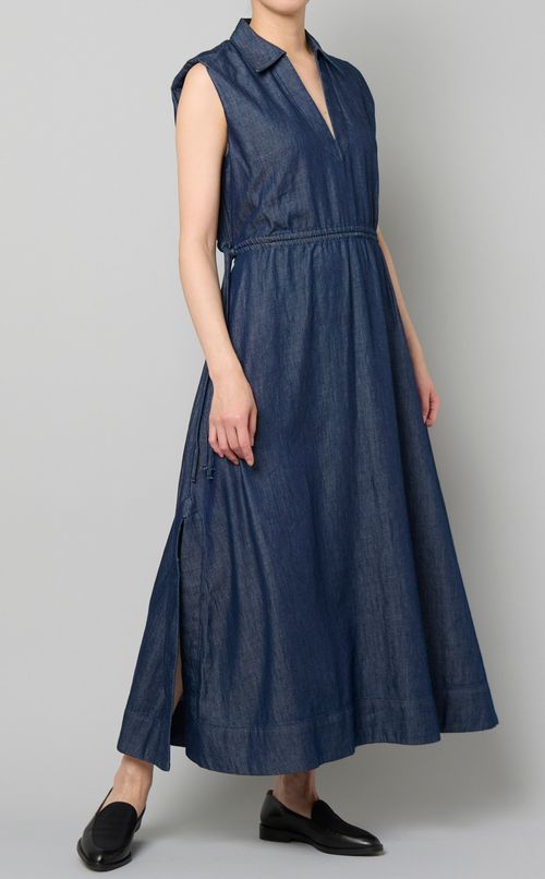 ライトデニムスキッパーロングワンピース