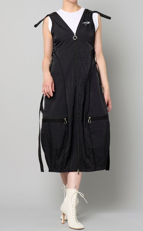 バッグディテールジップアップワンピース