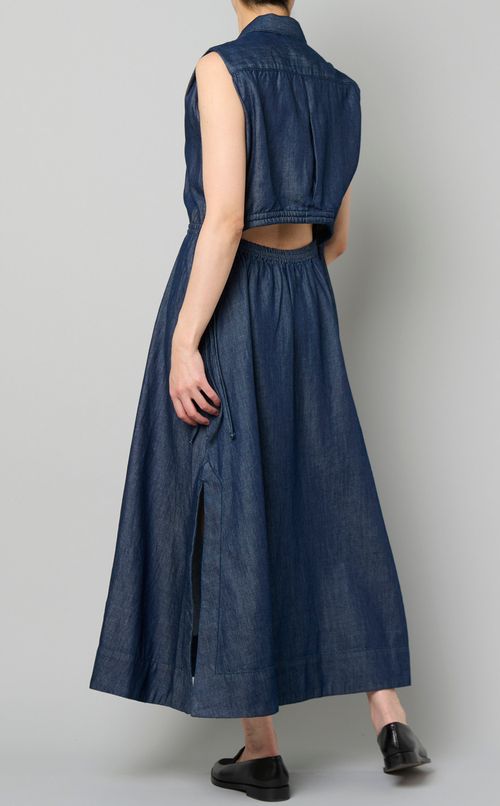 ライトデニムスキッパーロングワンピース
