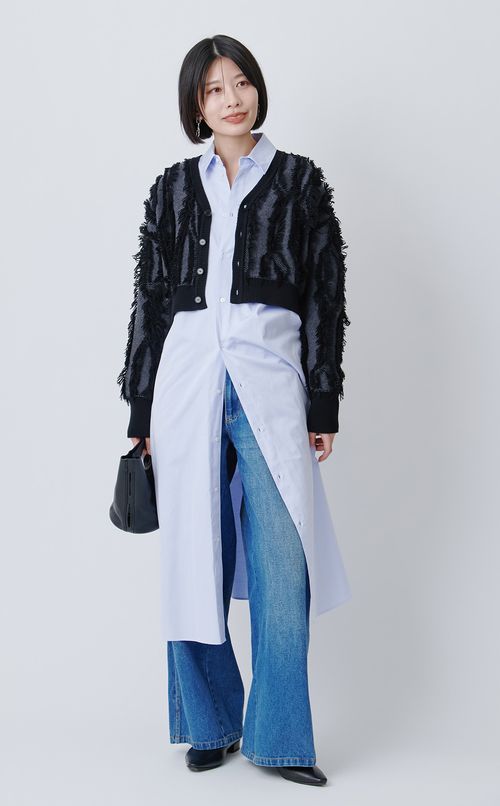 サテンロングシャツワンピース