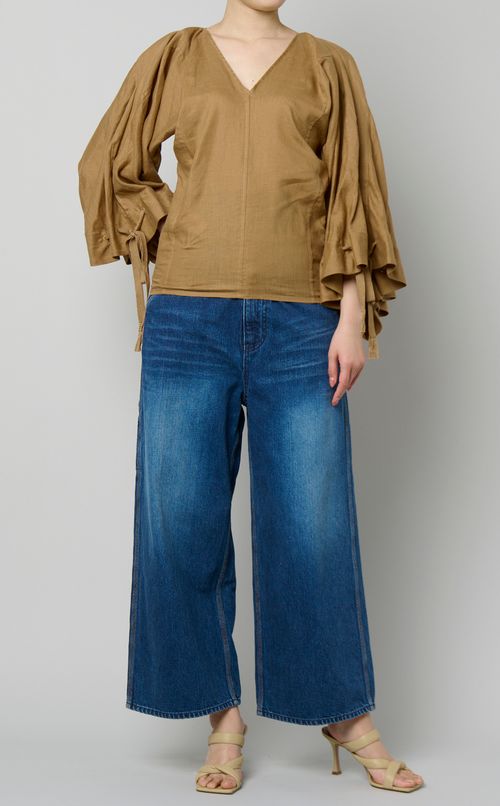 リネンボリュームスリーブブラウス