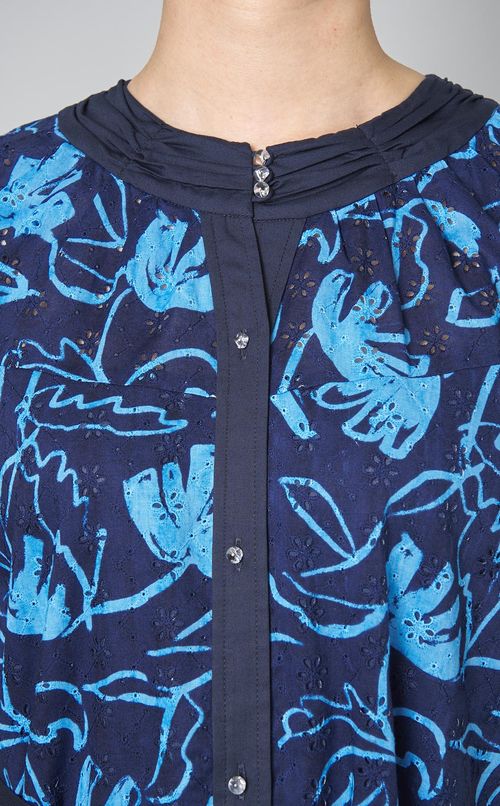 レースフラワープリントワンピース