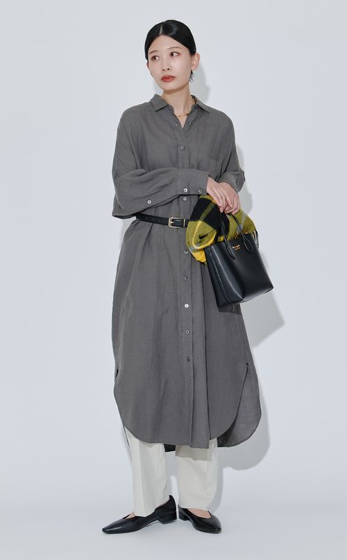 リネンロングシャツワンピース