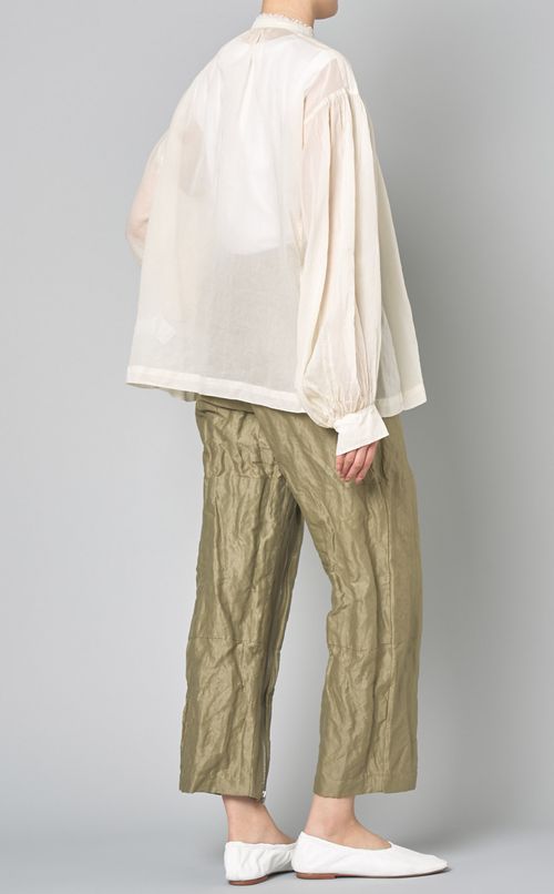 フロントジップシアーギャザーブラウス