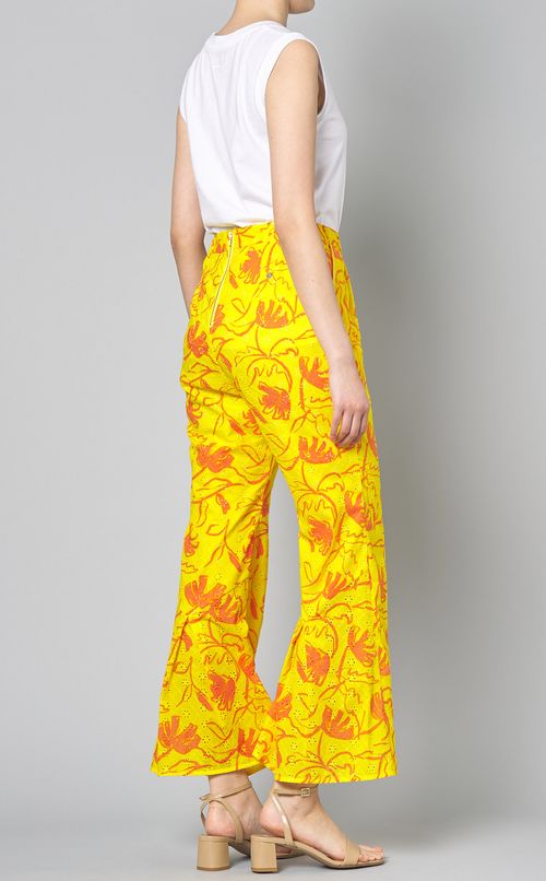 レースフラワープリントフレアパンツ