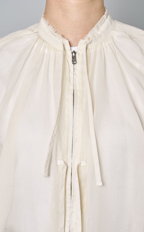 フロントジップシアーギャザーブラウス