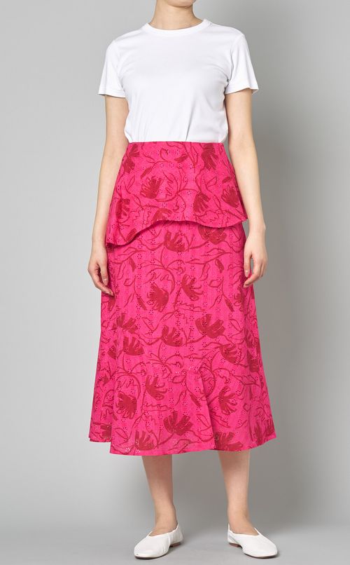 レースフラワープリントフレアスカート