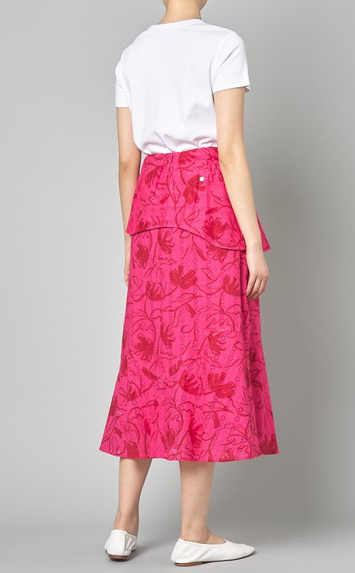 レースフラワープリントフレアスカート