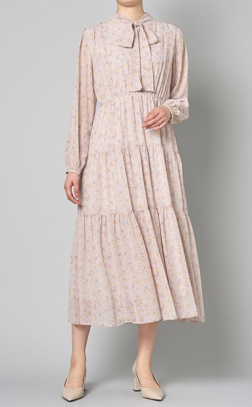 ボウタイティアードワンピース