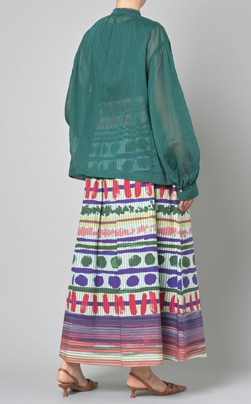 フロントジップシアーギャザーブラウス