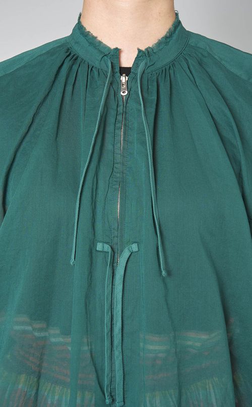 フロントジップシアーギャザーブラウス