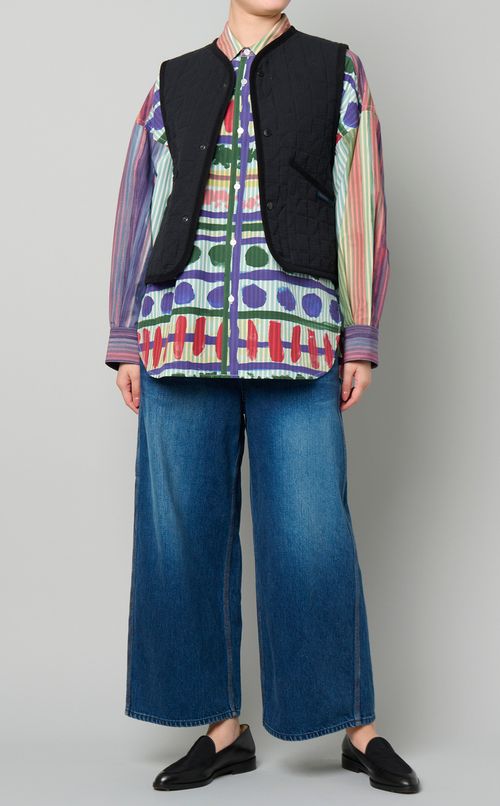 リーフキルティングクロップドベスト