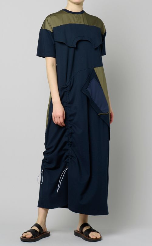 異素材ドッキングポンチワンピース