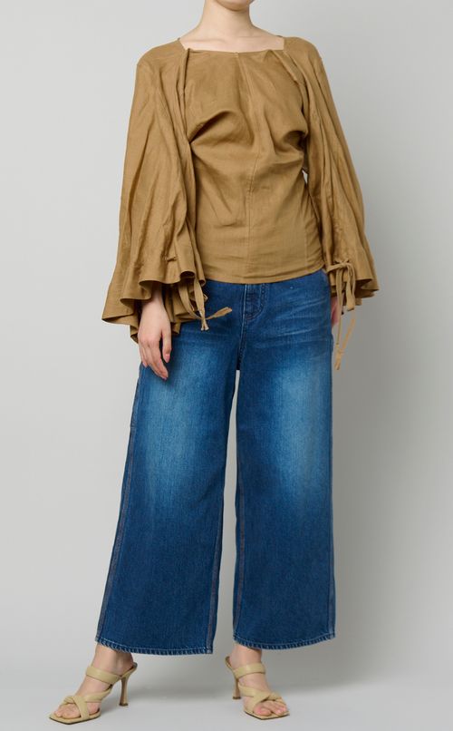 リネンボリュームスリーブブラウス