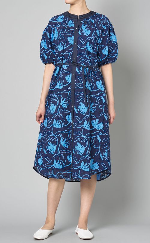 レースフラワープリントワンピース