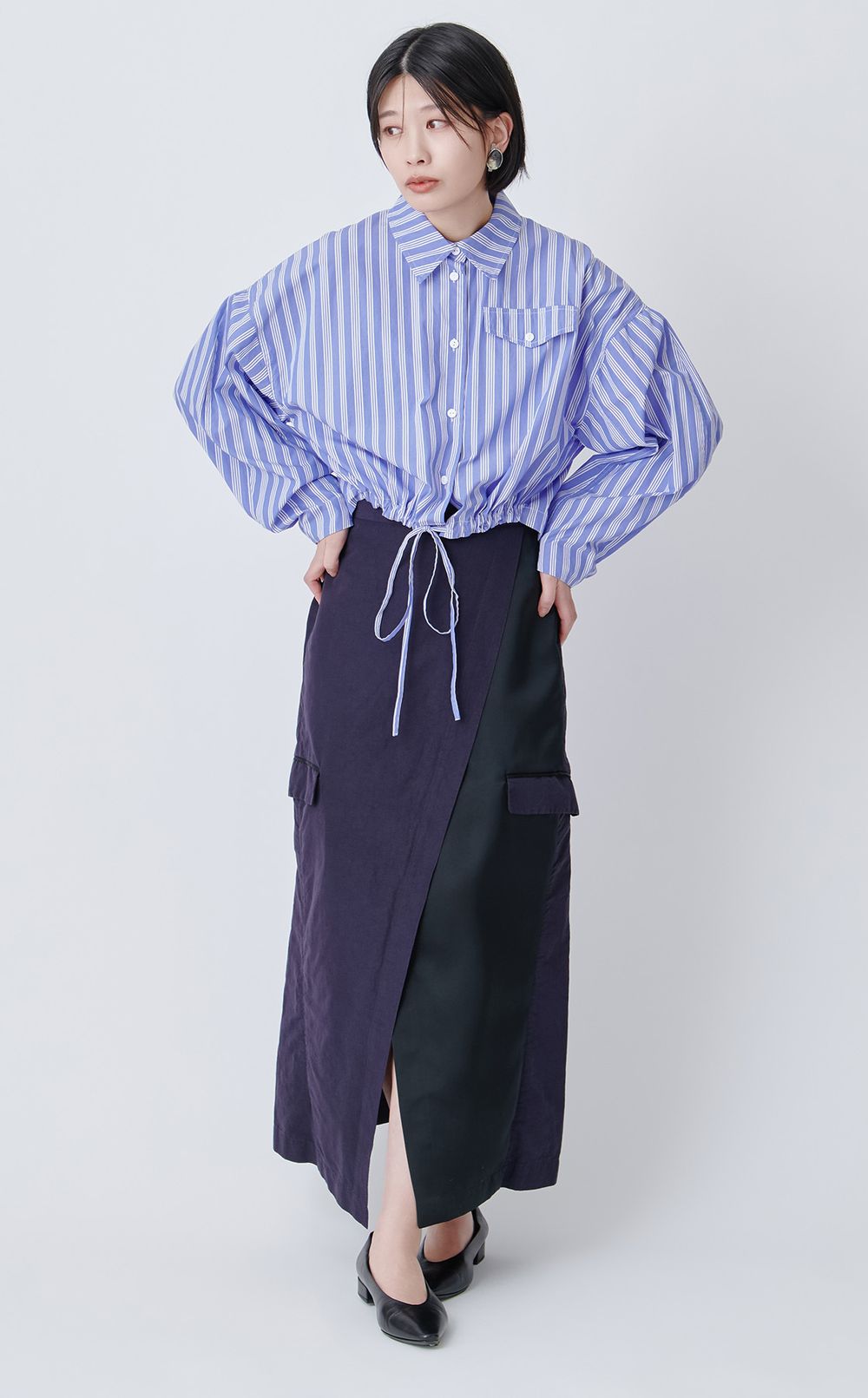 バイカラーラップカーゴスカート