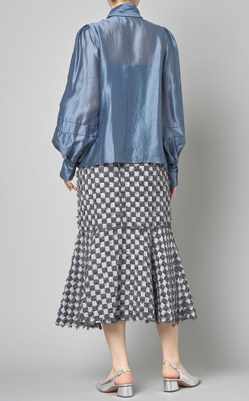 シアーボウタイパイピングブラウス