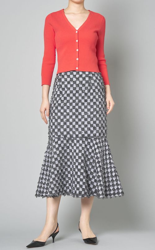 Vネックリブカーディガン