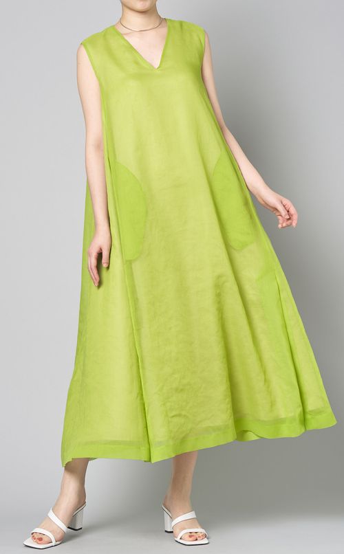 シアーオーガンジーVネックワンピース