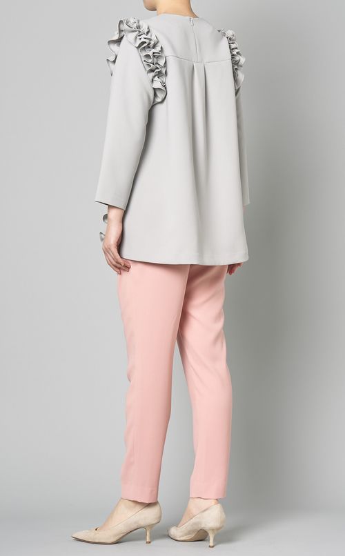 サイドフリルVネックブラウス