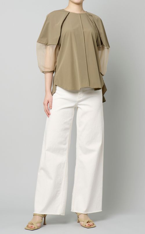 シアースリーブプルオーバーブラウス