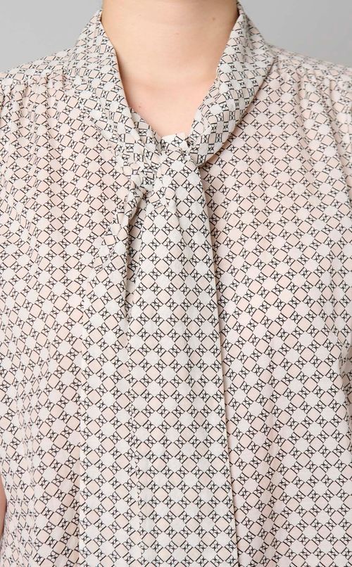 ジオメトリックボウタイブラウス