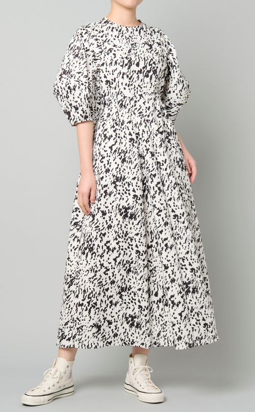 ジオメトリックプリントコクーンドレス