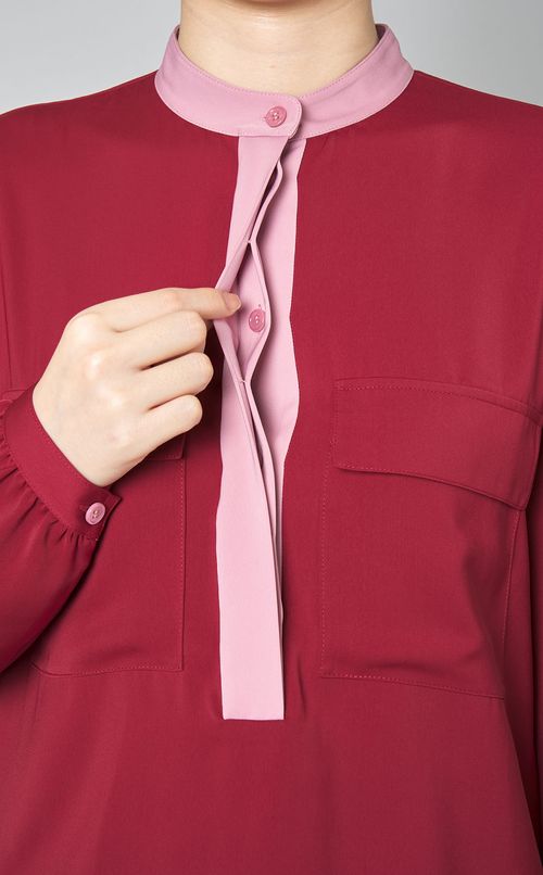 バイカラーダブルポケットブラウス