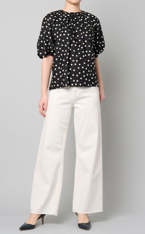 ドットボリュームスリーブブラウス