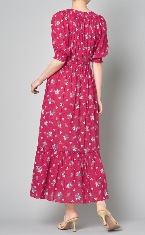 シャーリングティアードワンピース