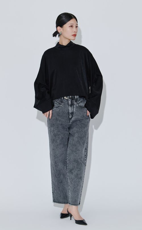 コットンクロップドカットオフデニムパンツ