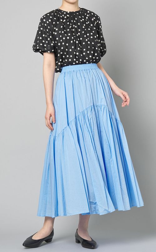 ドットボリュームスリーブブラウス