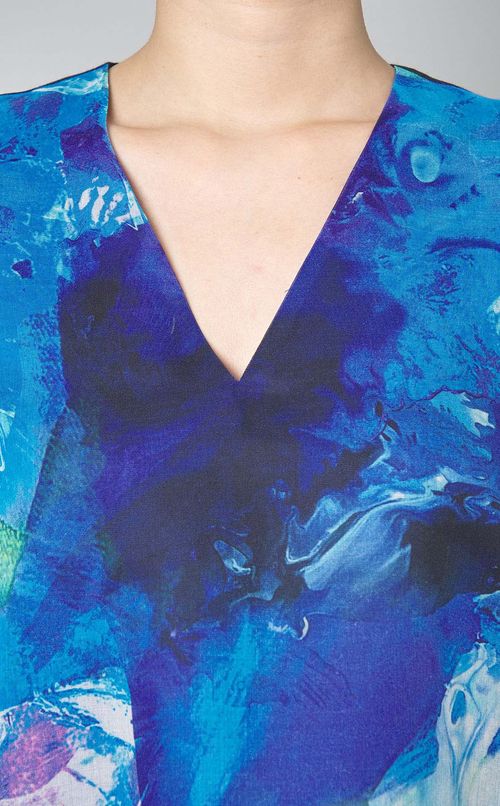 プリントVネックロングワンピース