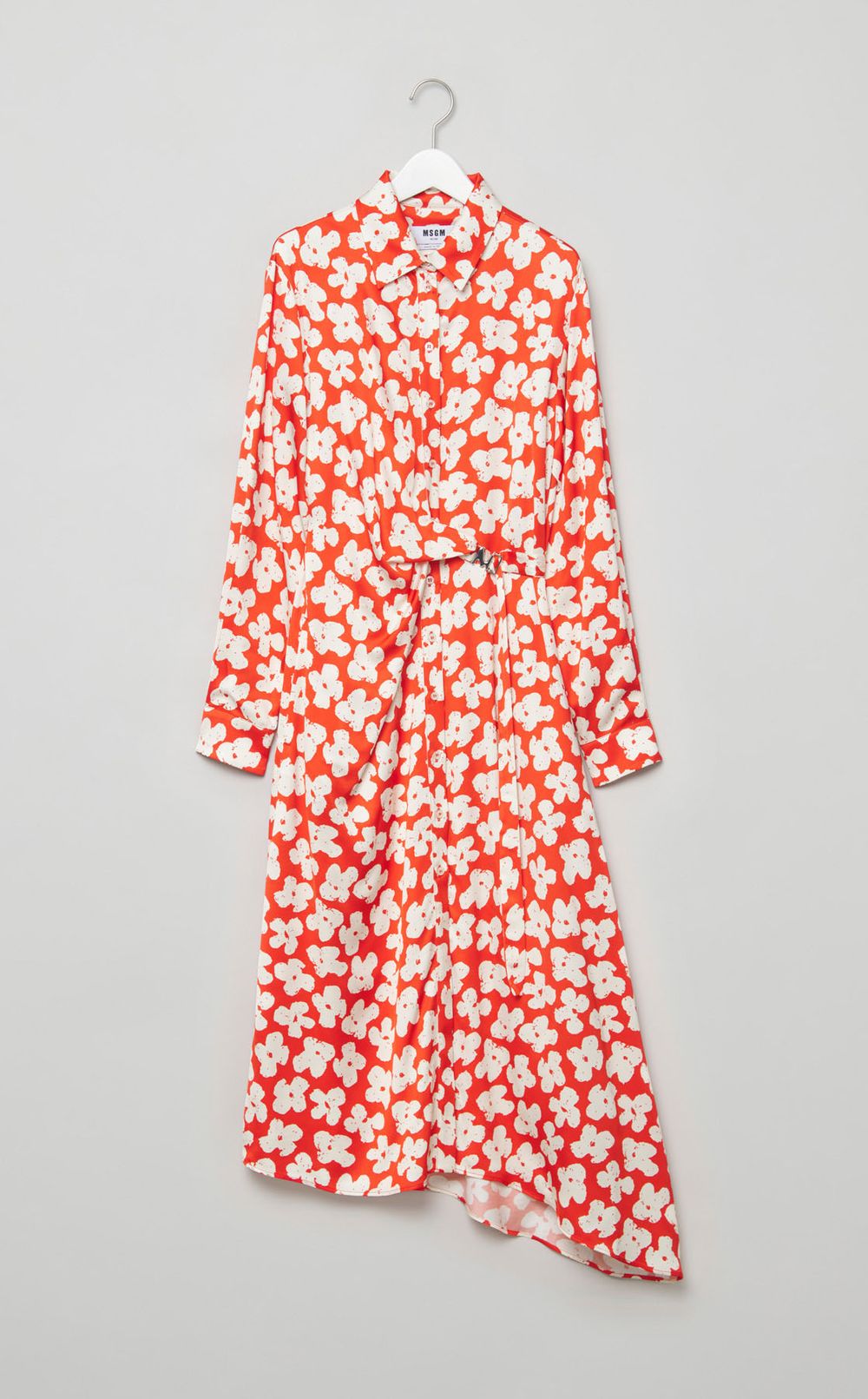 フラワープリントシャツワンピース