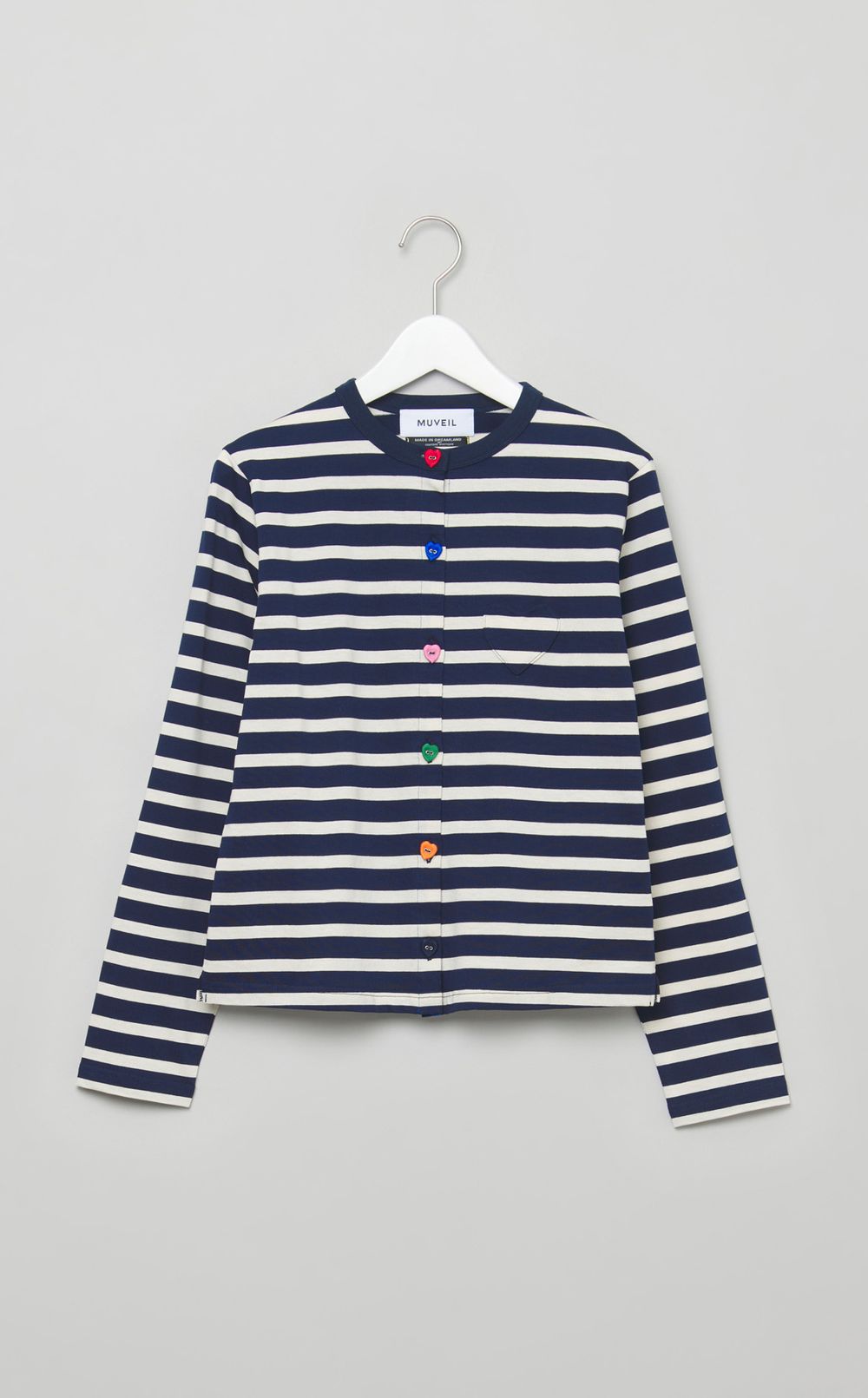 ボーダーハートパッチカーディガン