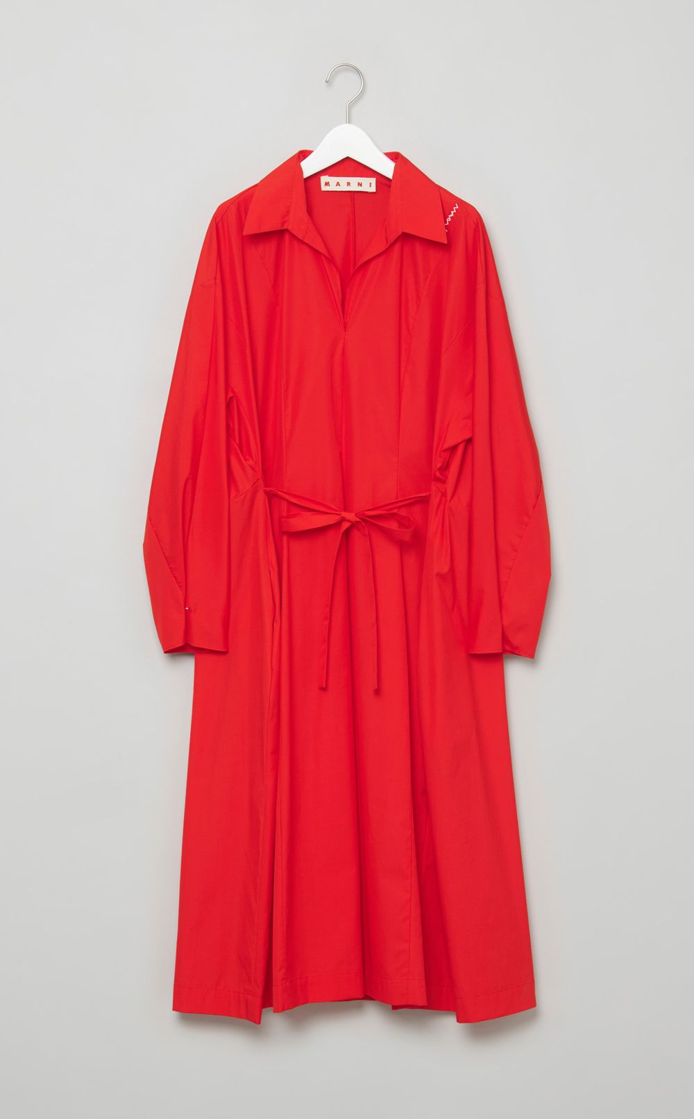 コットンポプリンベルテッドワンピース