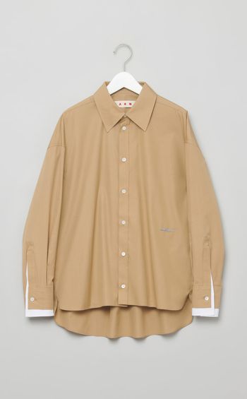 コットンポプリンバックギャザーブラウス