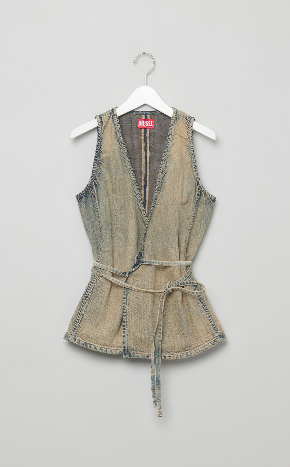 デニムカシュクールノースリーブブラウス