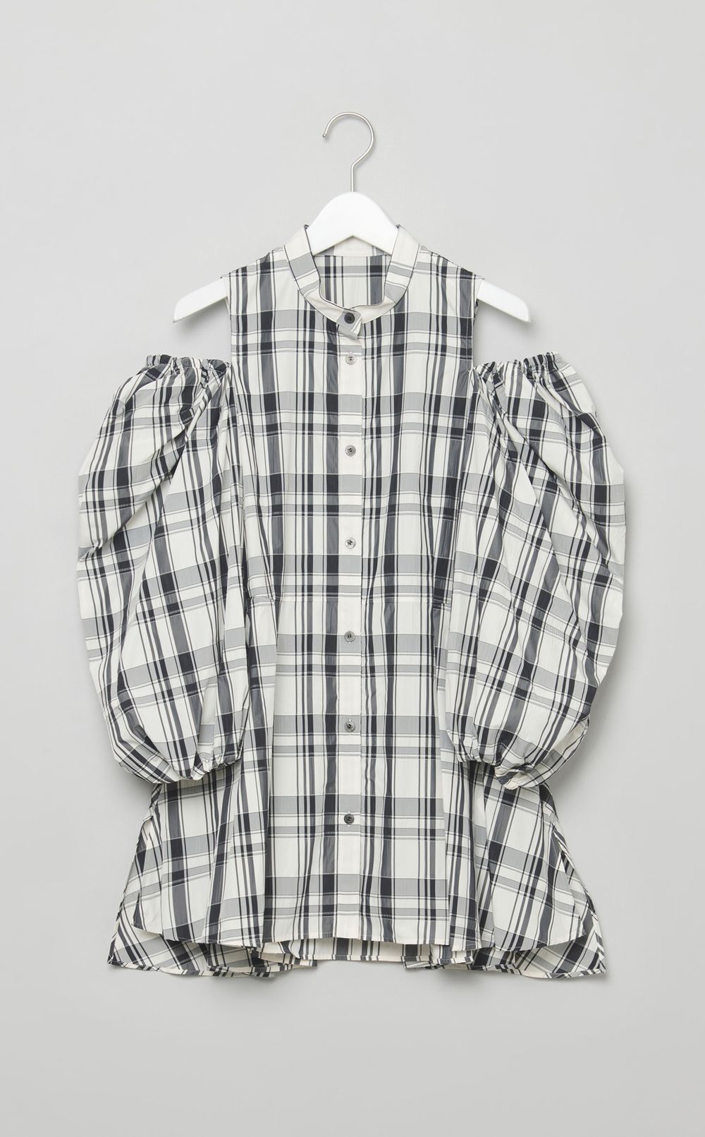 メモリータフタチェックブラウス