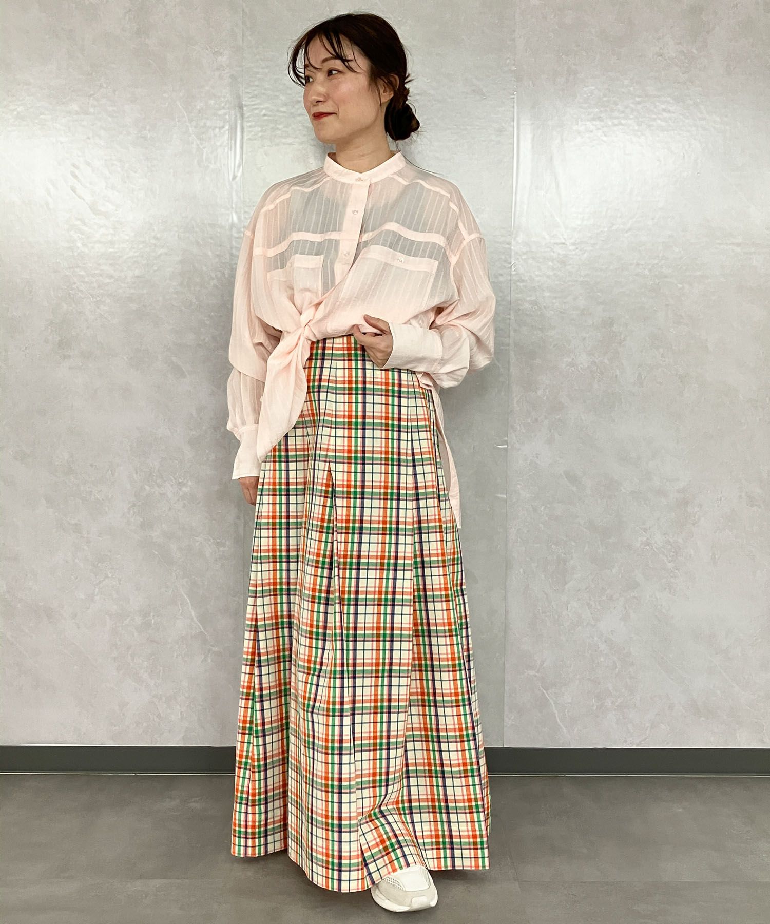 SCYE｜コットンリネンチェックミディスカート