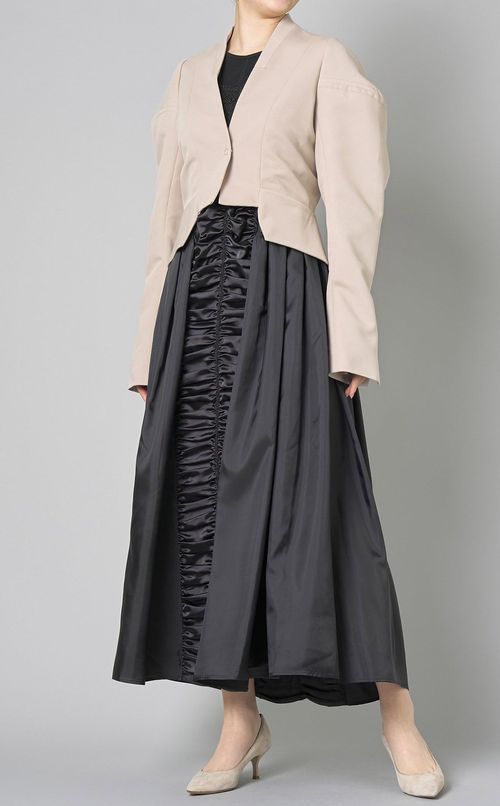 サテン切替ノースリーブワンピース