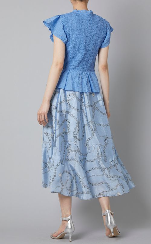 コットンソリッドギャザーブラウス