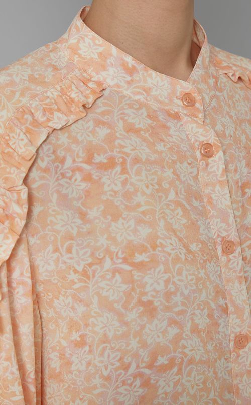 マウイフラワープリントフリルブラウス