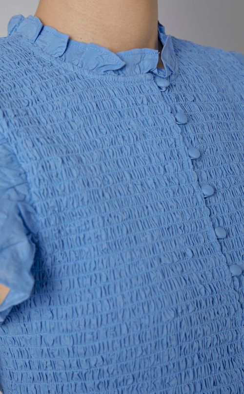 コットンソリッドギャザーブラウス