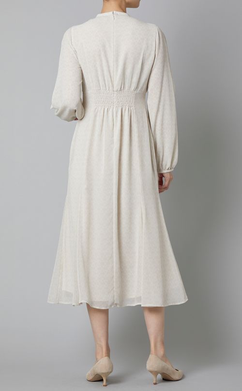 プリントボウタイフレアワンピース