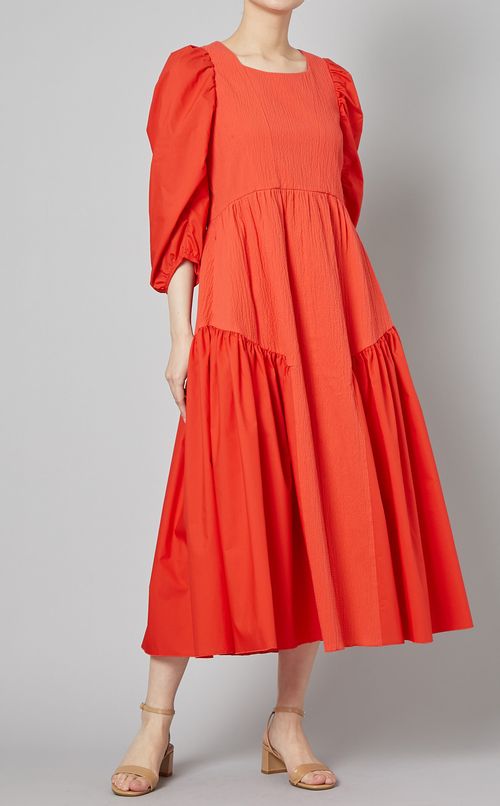 パフスリーブギャザーワンピース