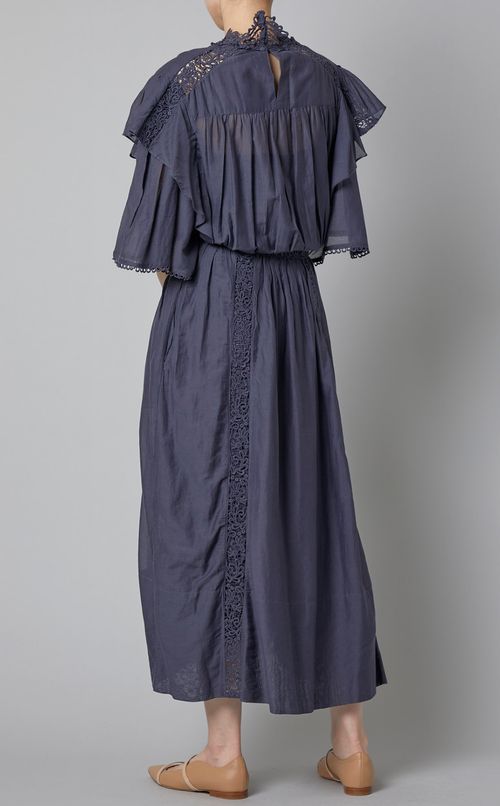 ハイネックパネルレースロングワンピース