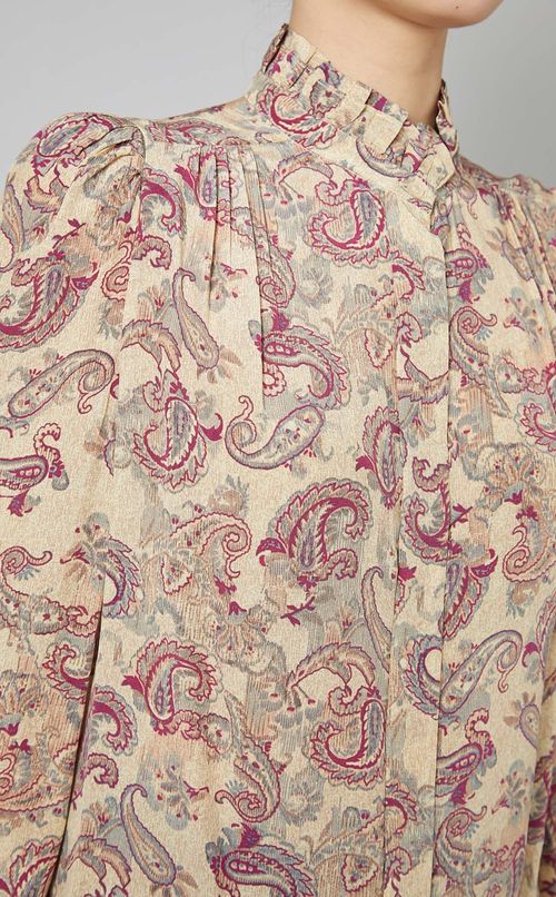 プリントスタンドカラーブラウス